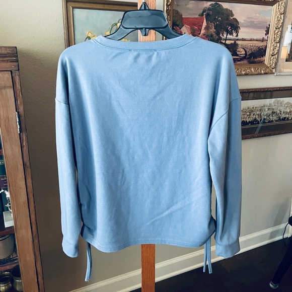 Kendall & Kylie long sleeve sweatshirt ruched drawstring side XL periwinkle blue - Picture 6 of 7